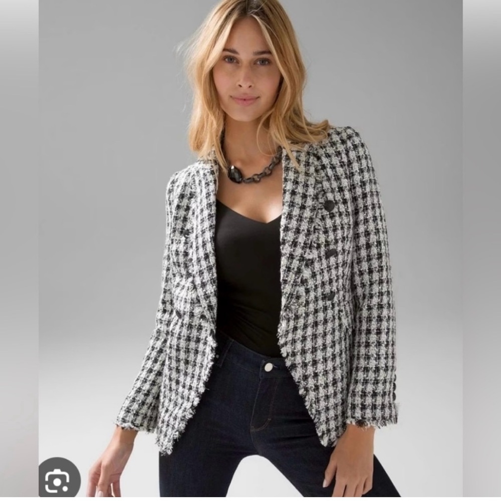 WHBM Houndstooth Studio Blazer black and white size 2
